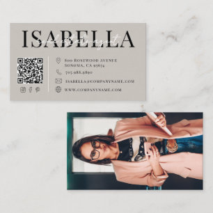 Modern Grey Script Photo Real Estate Agent Business Card
