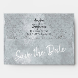 Modern Grey Script Save the Date Return Address Envelope