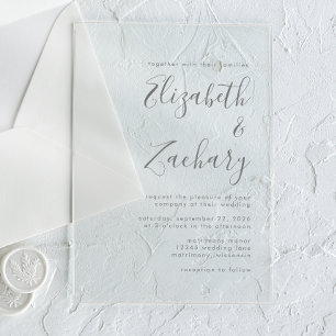 Modern Grey Script Wedding Invitation