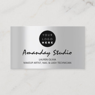 Modern Grey Silver Appointment Card Custom Logo