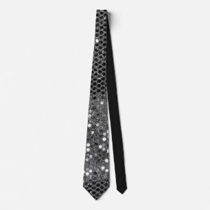 Modern Grey Silver Glitter Glam Sparkle Tie