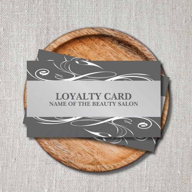 Modern Grey Silver White Pattern Loyalty Card (Creator Uploaded)