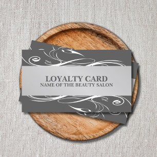 Modern Grey Silver White Pattern Loyalty Card