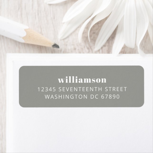 Modern Grey Simple Last Name Return Address  (Insitu)