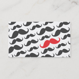 Modern grey single red moustache professional business card