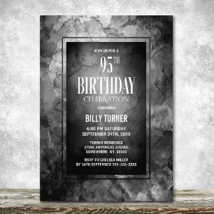 Modern Grey Slate Stone 95th Birthday Party Invitation