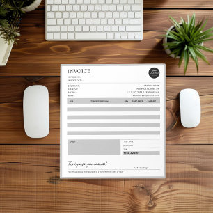 Modern Grey Small Business Invoice Template Notepad