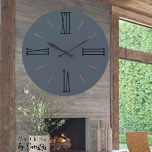 Modern Grey Smoke with Roman Numerals Large Clock