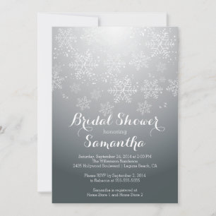 Modern Grey Snowflake Bridal Shower Invitation
