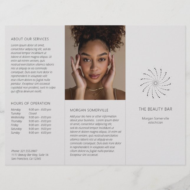 Modern Grey Spiral Dot Elegant Brochure (Front)