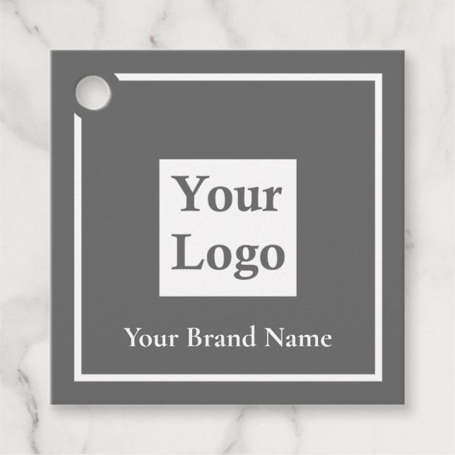 Modern Grey Square Custom Logo Apparel Price Tag (Front)