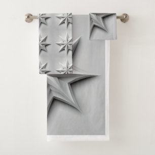 Modern Grey Star Bath Towel Set