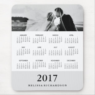 Modern Grey Stripe 2017 Calendar and Photo Mouse Mat