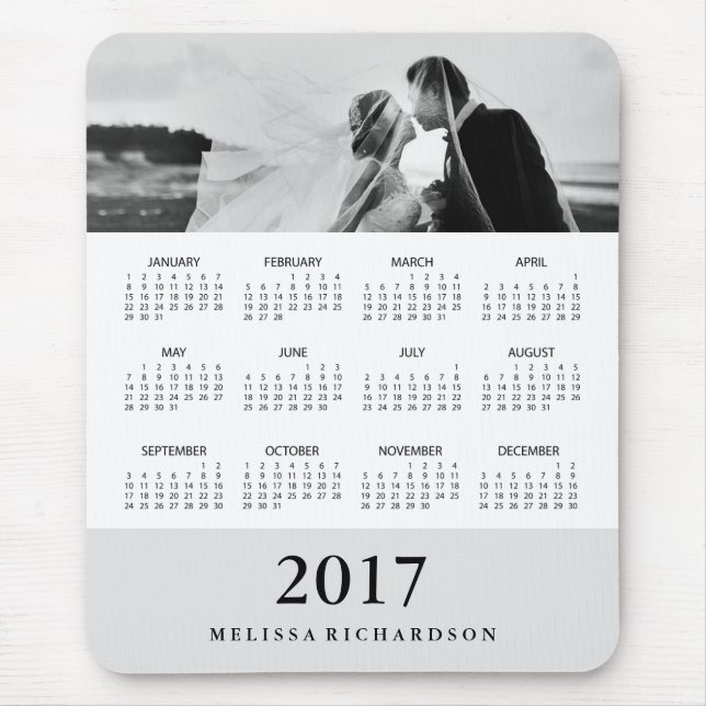 Modern Grey Stripe 2017 Calendar and Photo Mouse Mat (Front)