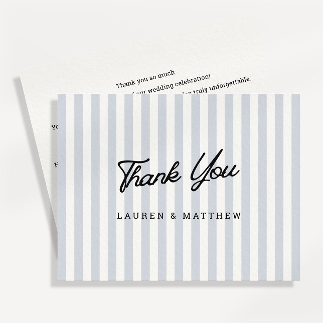 Modern Grey Stripe Script Wedding Thank You Card (Creator Uploaded)