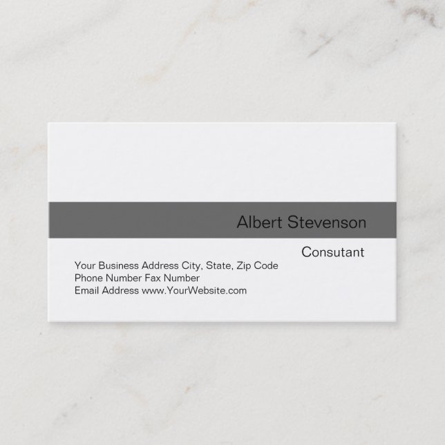Modern Grey Stripe White Consultant Business Card (Front)
