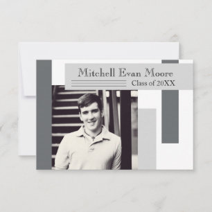 Modern Grey Stripes - 3x5 Graduation Announcement