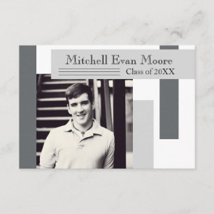 Modern Grey Stripes - 3x5 Graduation Announcement