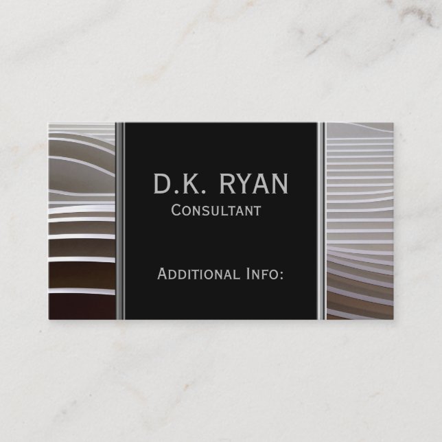 Modern Grey Stripes Business Card (Front)