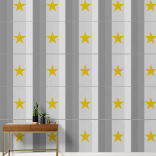 Modern Grey Stripes Golden Stars Large Squares Wallpaper