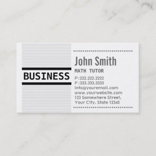 Modern Grey Stripes Math Tutor Business Card