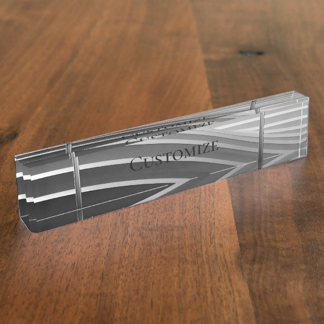 Modern Grey Stripes Nameplate (Side)