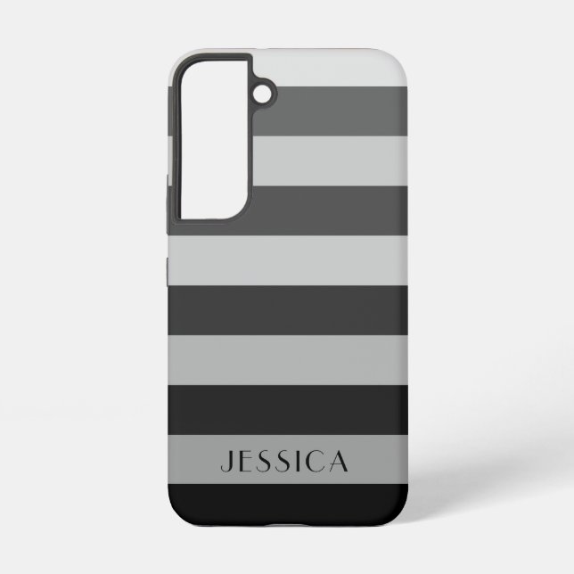 Modern Grey Stripes Pattern Name Samsung Galaxy S22 Case (Back)
