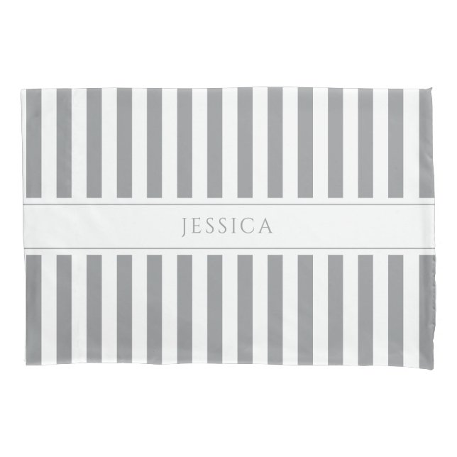 Modern Grey Stripes Pattern Pillowcase (Front)