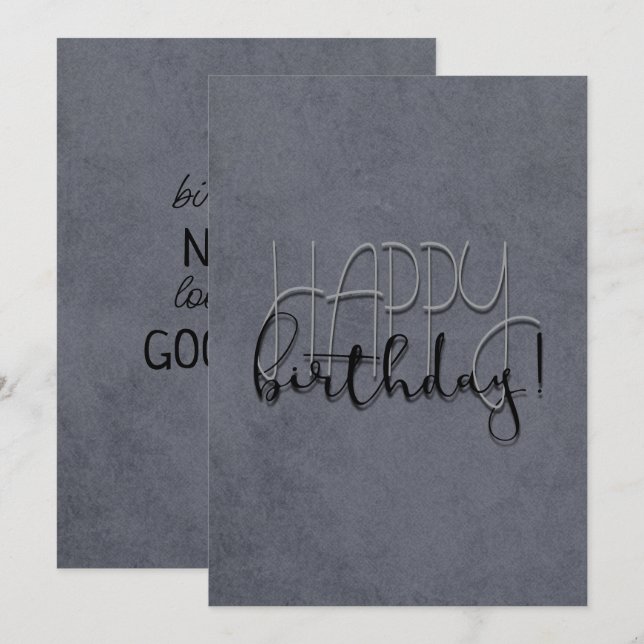 Modern Grey Stylish Textured Birthday (Front/Back)