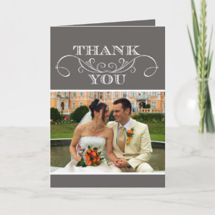 Modern Grey Swirl Wedding Thank You Cards
