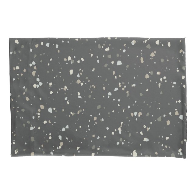 Modern Grey Terrazzo Pillowcase (Front)