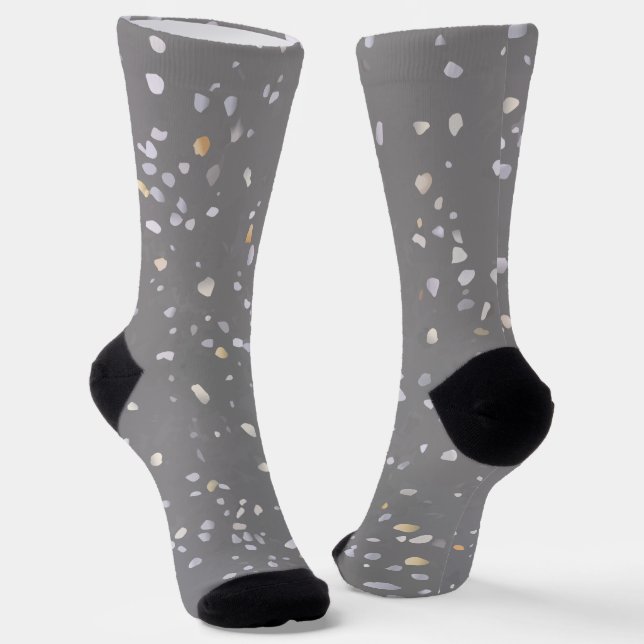 Modern Grey Terrazzo Socks (Angled)