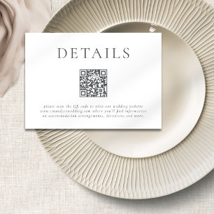 Modern Grey Text QR Code Wedding Details Enclosure Card