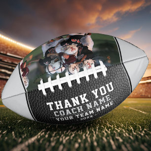 Modern Grey Thank you Coach Team Name Photo American Football