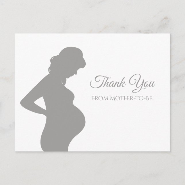 Modern Grey Thank You Pregnant Woman Baby Bump Postcard (Front)