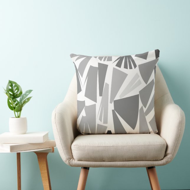 Modern Grey Triangle Geometric  Cushion (Chair)