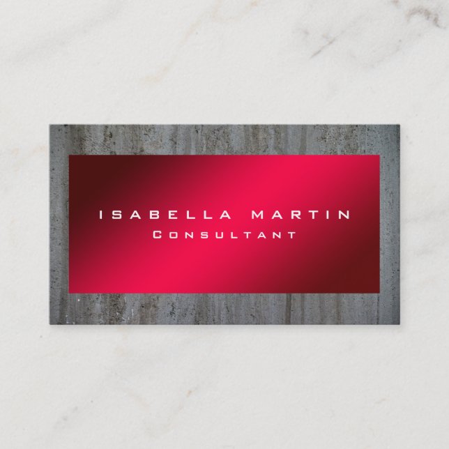 Modern Grey Wall Red Unique Trendy Creative Business Card (Front)