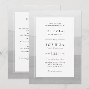 Modern Grey Wedding All In One Invitation