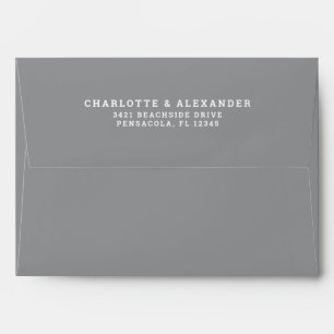 Modern Grey Wedding Couple Return Address Pattern Envelope