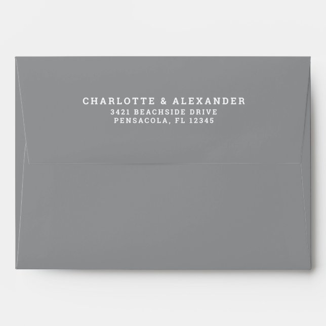 Modern Grey Wedding Couple Return Address Pattern Envelope (Back (Top Flap))