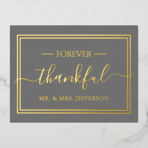 Modern Grey Wedding Mr. & Mrs. Thank You Foil Invitation Postcard