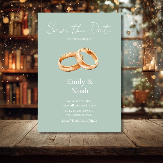 Modern Grey Wedding Rings Save The Date Card (Creator Uploaded)
