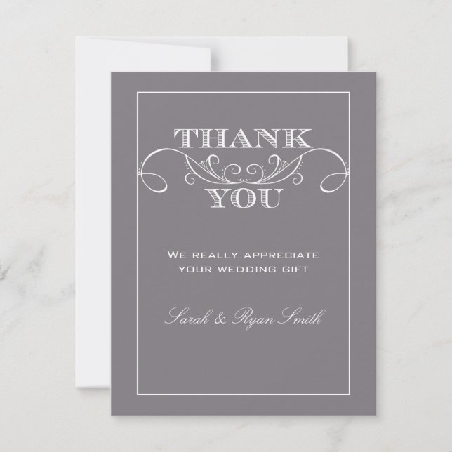 Modern Grey Wedding Thank You Cards (Front)