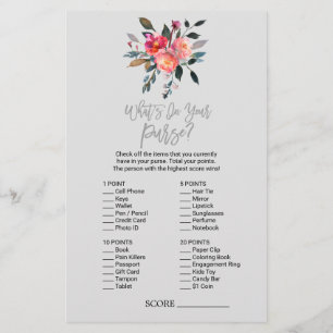 Modern Grey "What's In Your Purse" Game Flyer