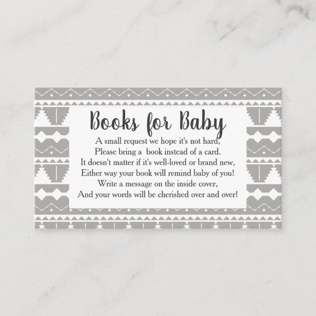 Modern Grey & White Aztec Llama Book Request Enclosure Card (Front)