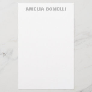 Modern Grey White Bold Minimalist Professional Stationery