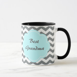 modern  grey, white chevron best grandma mug