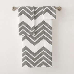 Modern Grey & White Chevron Pattern Editable Colou Bath Towel Set