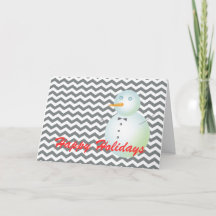 Modern grey & white chevron snowman Christmas