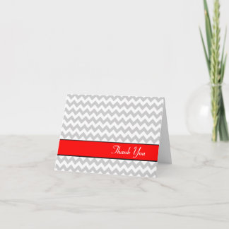 Modern Grey & White Chevron Thank You Card